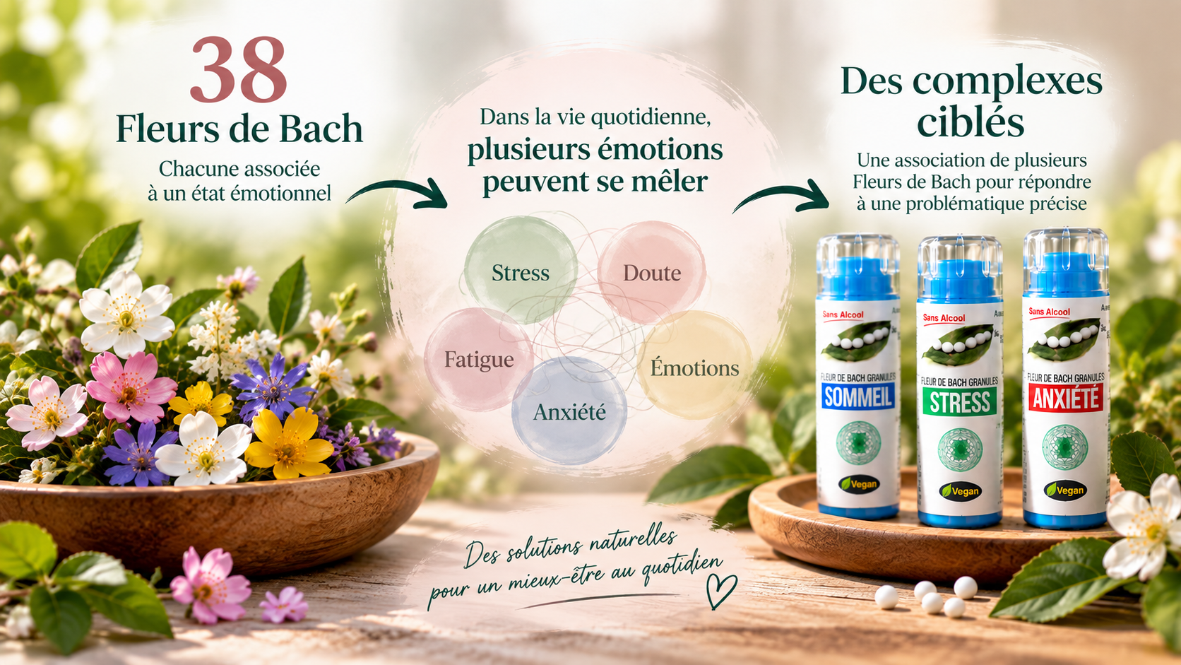 des émotions ciblés fleurs de bach granules